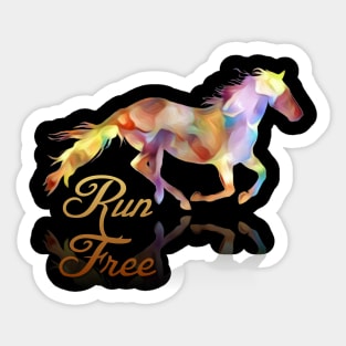 Run Free Colorful Horse Art Sticker